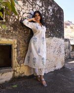 Safed Neel Kurta Set | Ivory White
