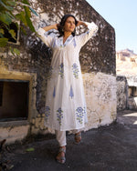 Safed Neel Kurta Set | Ivory White