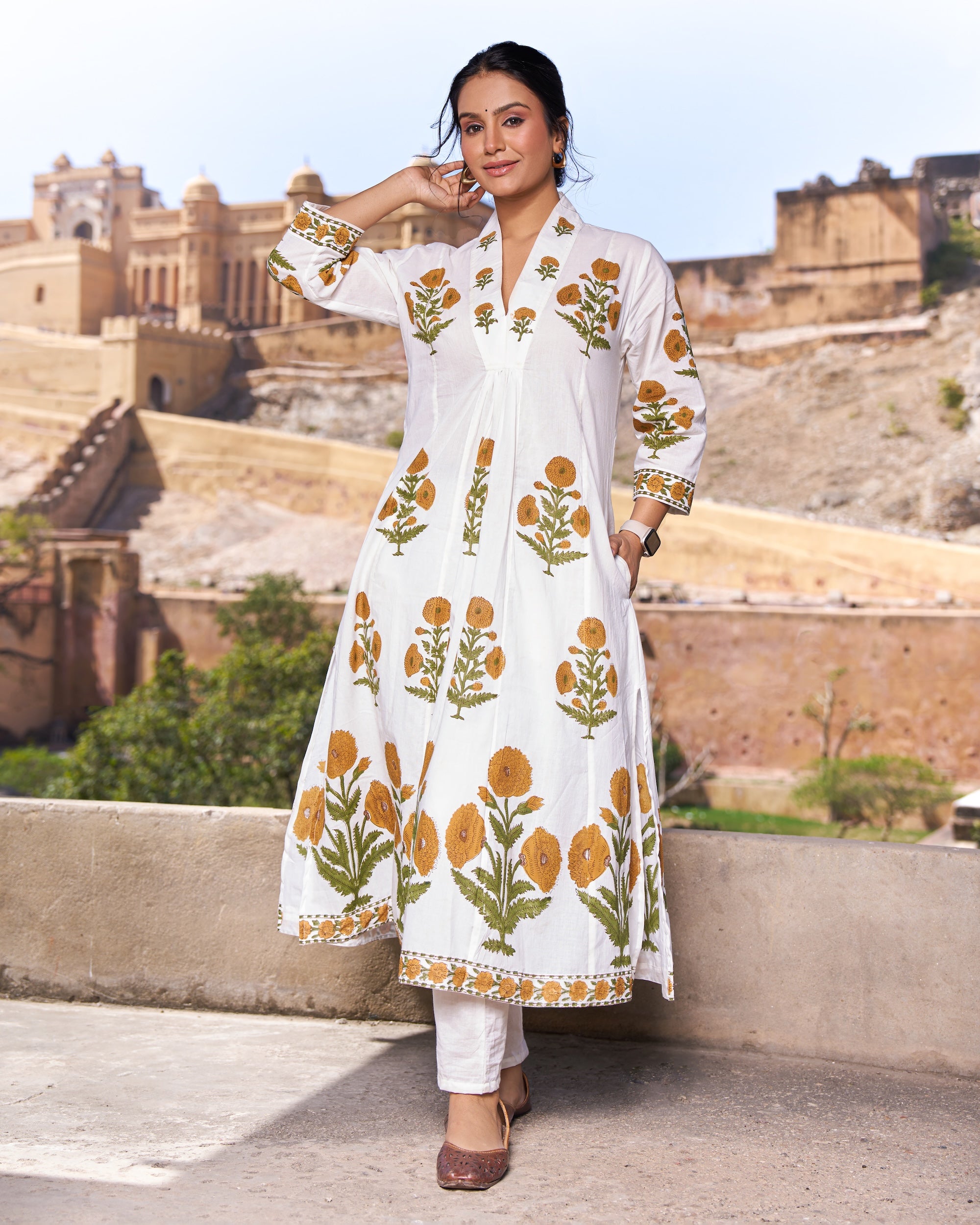 Gulbadan Kurta | Ivory Marigold