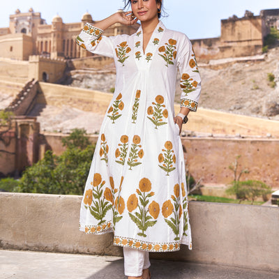 Gulbadan Kurta | Ivory Marigold