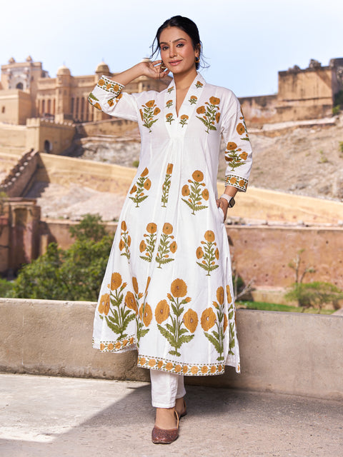 Gulbadan Kurta | Ivory Marigold