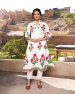 Gulnaar Kurta | Ivory Bloom | Placement Print