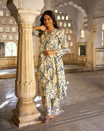 Aabha Co-ord Set | Ivory & Blue
