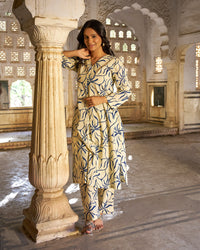 Aabha Co-ord Set | Ivory & Blue