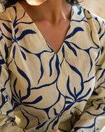 Aabha Co-ord Set | Ivory & Blue
