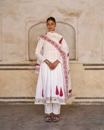 Gulbadan 3-Piece Suit Set | Placement Handblock Print | Crimson