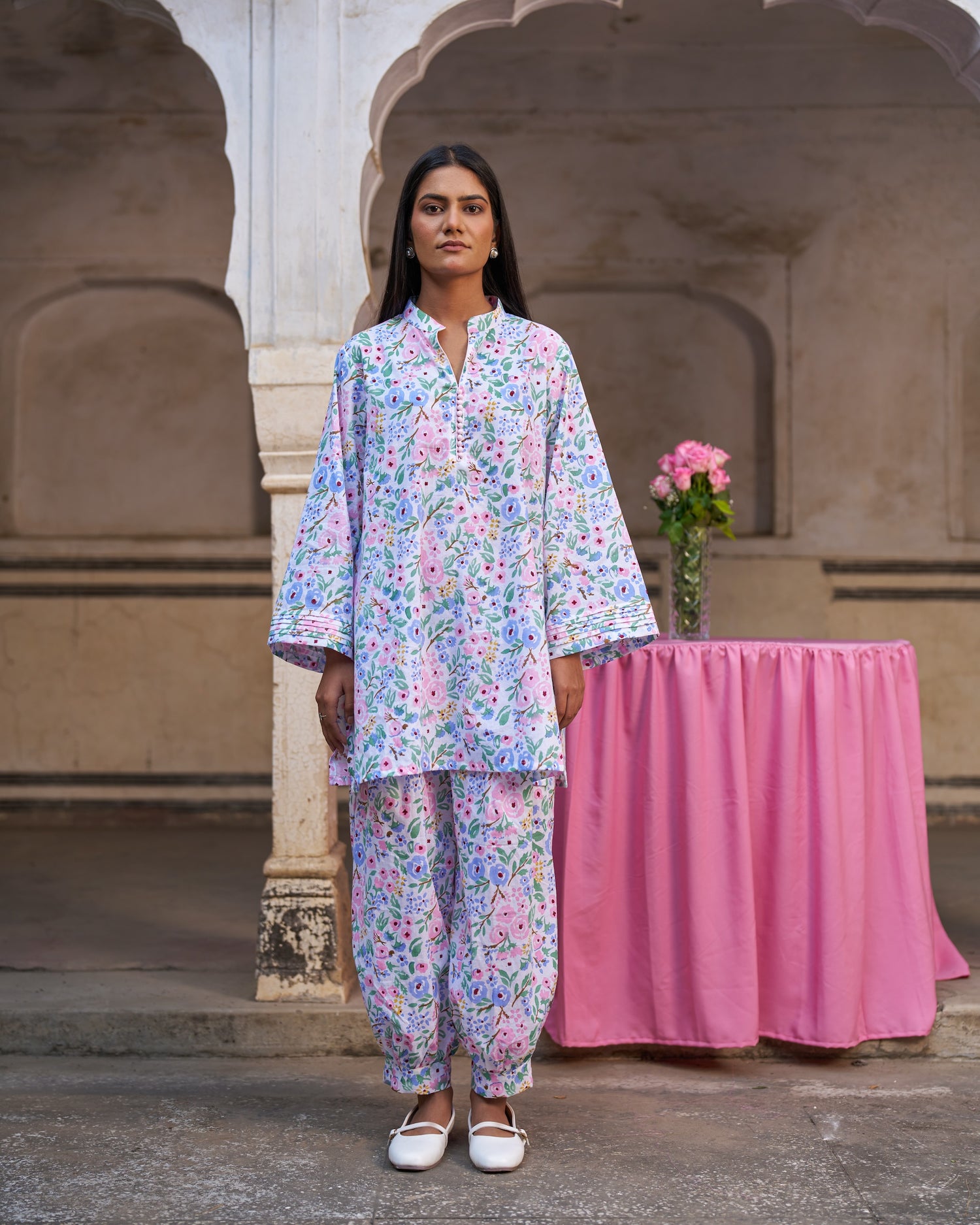 Gulbahar Floral Co-Ord Set | Blush Pink