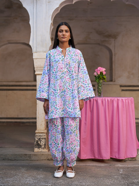 Gulbahar Floral Co-Ord Set | Blush Pink
