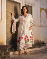 Gulrukh 3-Piece Suit | Placement Handblock Print | Poppy Butta