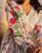 Gulrukh 3-Piece Suit | Placement Handblock Print | Poppy Butta
