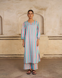 Gulrukh Kurta Set | Aqua Pink