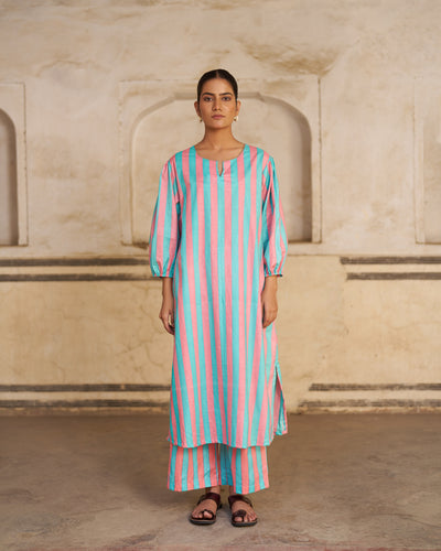 Gulrukh Kurta Set | Aqua Pink