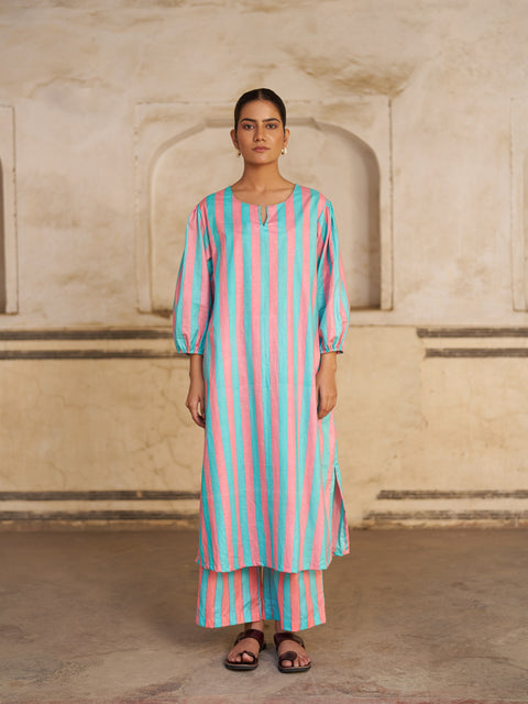 Gulrukh Kurta Set | Aqua Pink