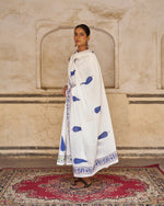 Mehrunisa 3-Piece Suit Set | Placement Handblock Print | Ivory & Indigo