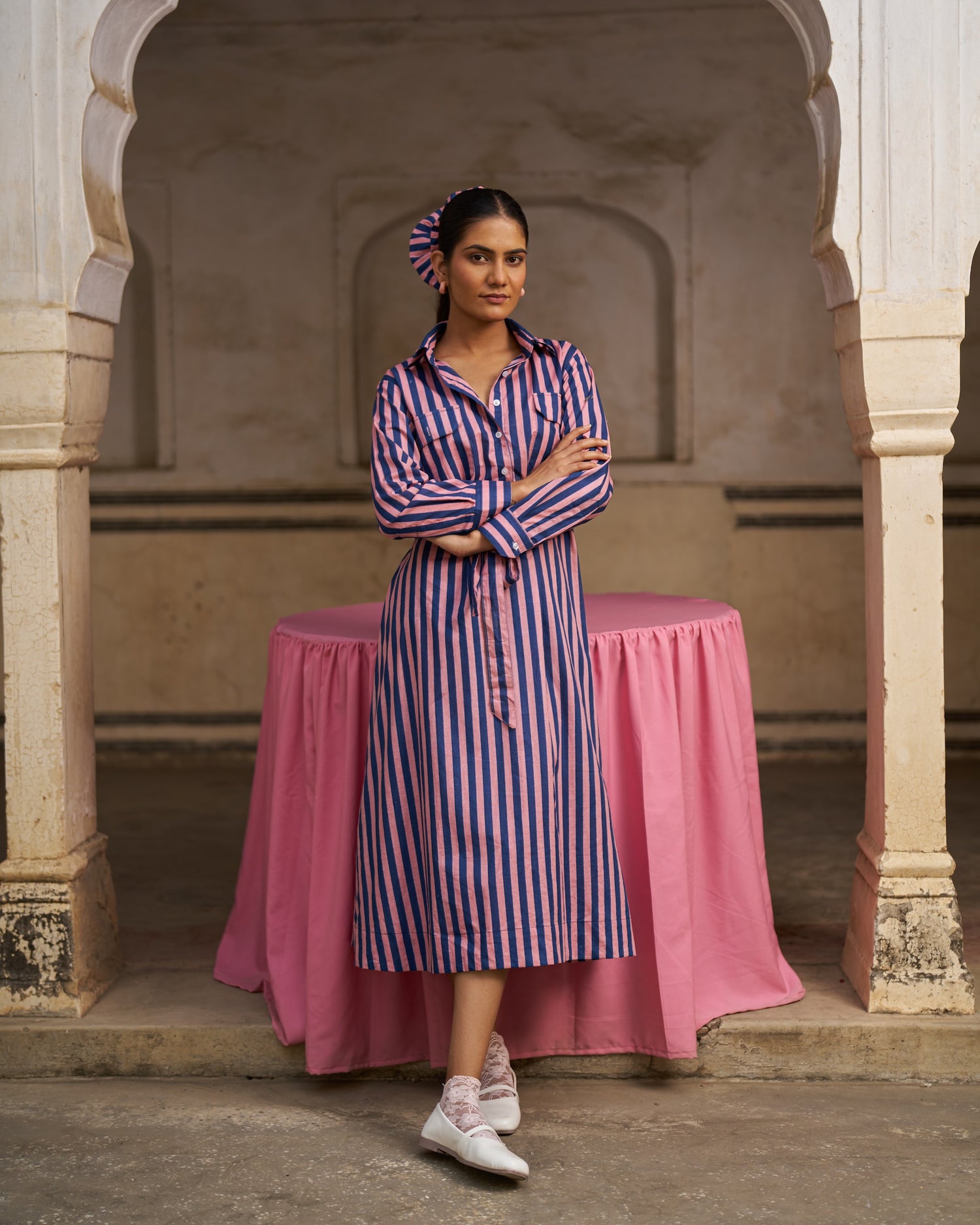 Roshanara Dress | Blush Stripe
