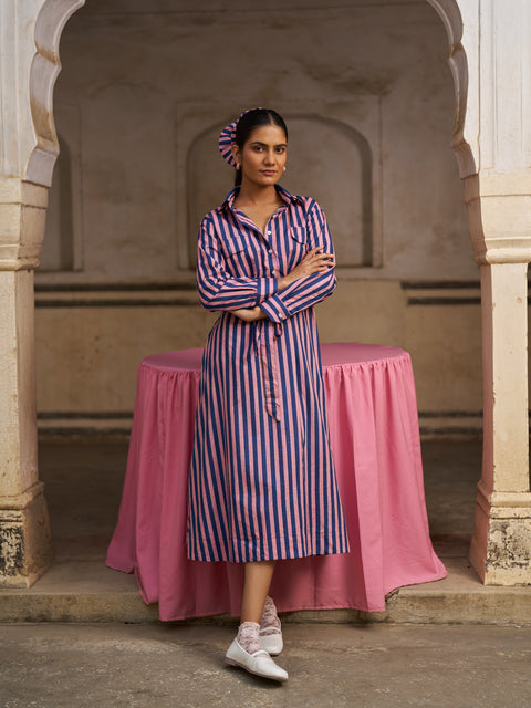 Roshanara Dress | Blush Stripe