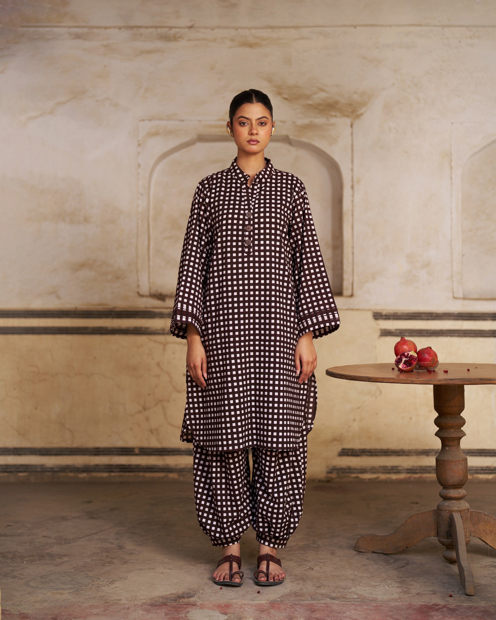 Shabnam Co-Ord Set | Chocolate Chequered