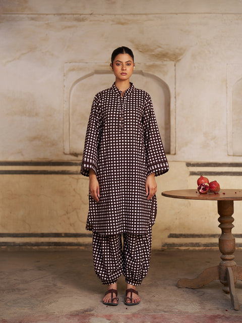Shabnam Co-Ord Set | Chocolate Chequered