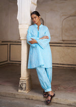 Shabnam Co-ord Set | Sky Blue Chequered