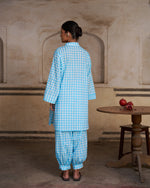 Shabnam Co-ord Set | Sky Blue Chequered